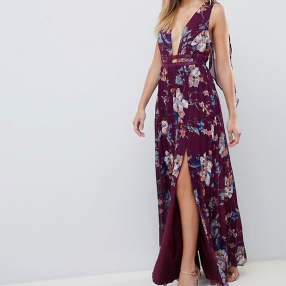 ASOS Dresses & Skirts - ASOS | Pleaded Maxi Dress Winter Floral Print